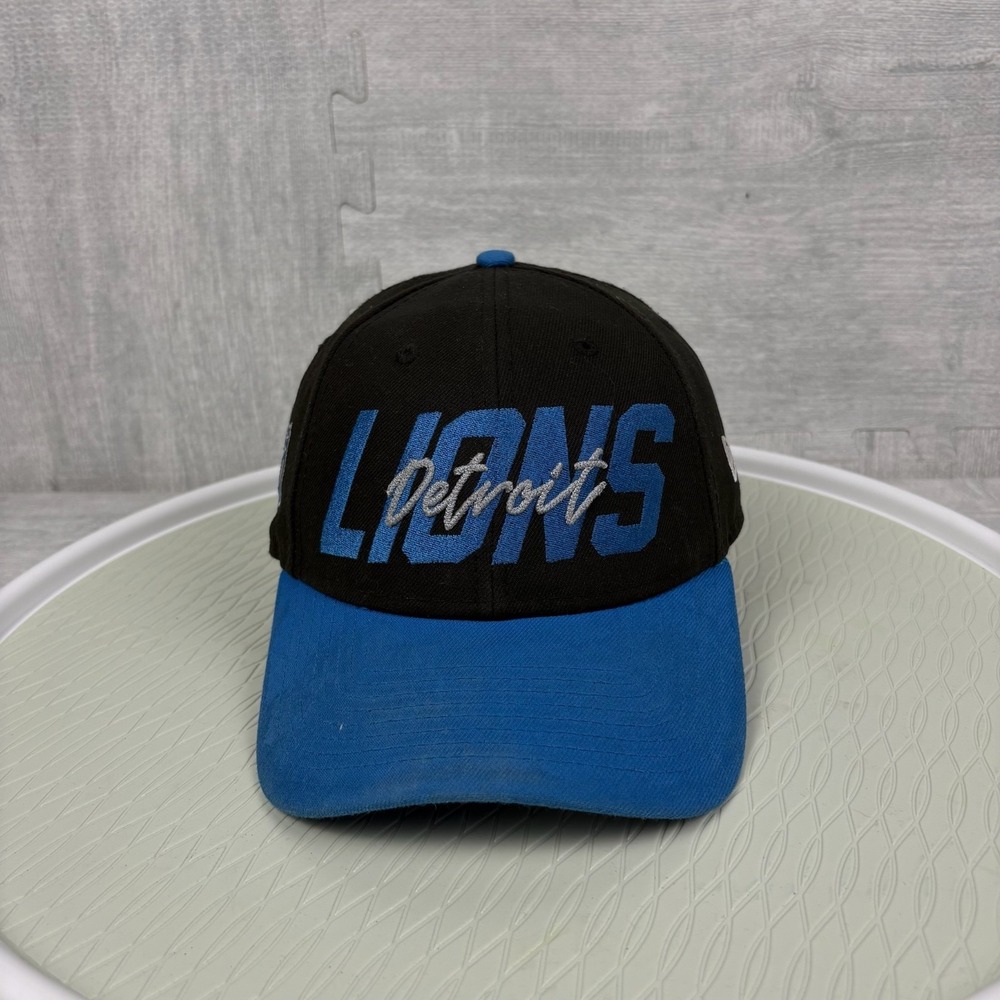 Vintage Y2k Detroit Lions Hat Cap Snapback Black Blue NFL Football New Era Lions